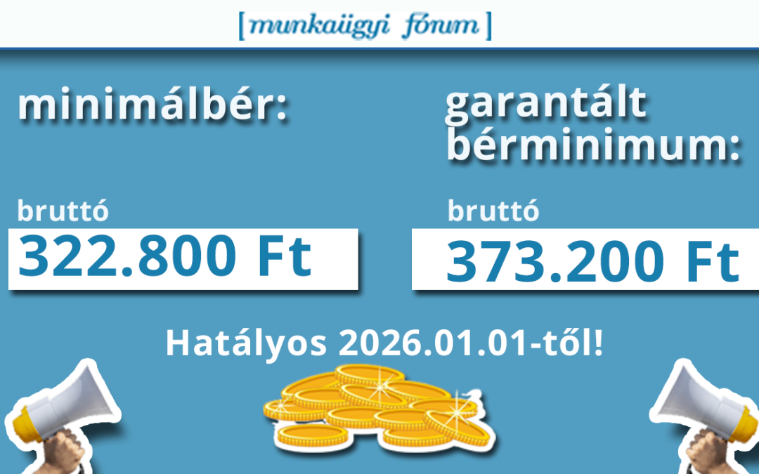 Minimálbér bruttó 322.800 Ft, garantált bérminimum 373.200 Ft–2026-ban